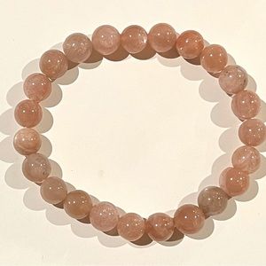 Peach Moonstone Crystal Bead Bracelet.  8mm beads. NWOT
